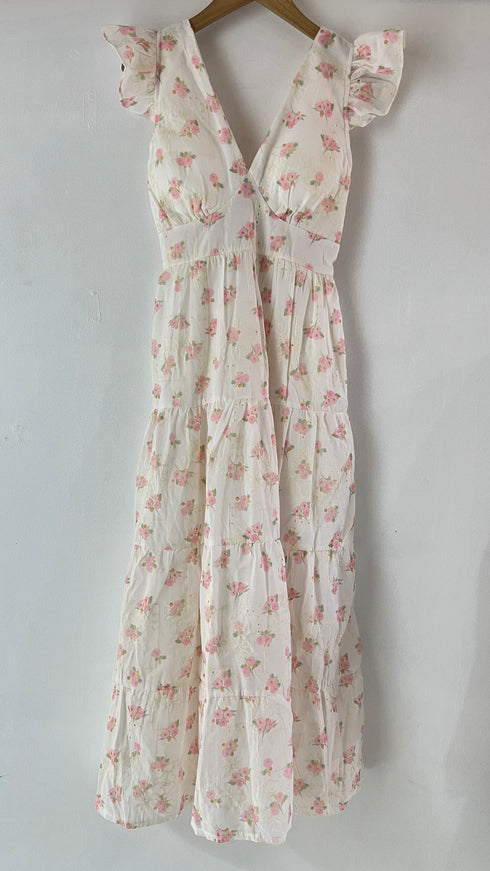 Vintage V Neck Design Midi Dress